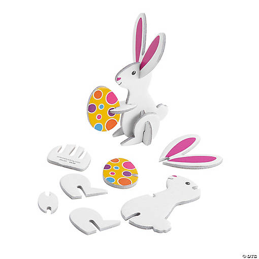 3D Mini Easter Bunny Puzzle Tabletop Decorations - 12 Pc.