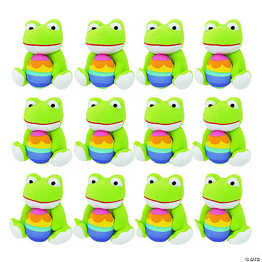 4 1/2" Easter Stuffed Frogs with Multicolor Easter Egg &amp;#8211; 12 Pc.
