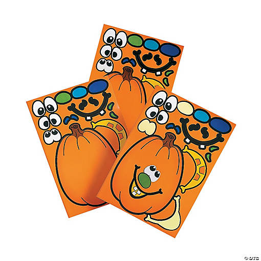 4 1/2" x 6 1/2" Jack-O&amp;#8217;-Lantern Sticker Activity Sheets - 12 Pc.