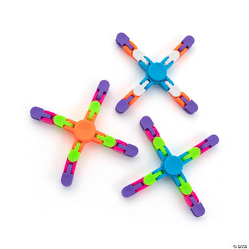 4 1/4" Bright Color Plastic Links Fidget Spinners - 12 Pc.
