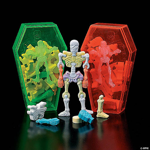 4" 11 oz. Interlocking Skeleton Bones Hard Candy Coffin Packs - 12 Pc.