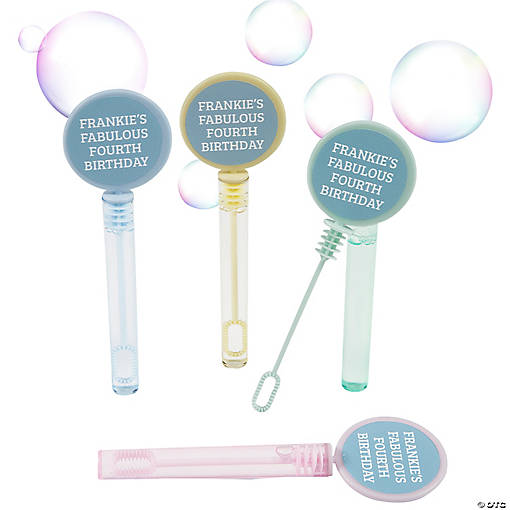 4 3/4" Personalized Mini Flat Pastel Colored Bubble Tubes - 24 Pc.