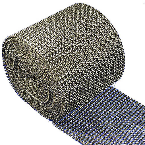 4.5" x 10 yards 24 Rows Black with Silver Diamond Mesh Wrap