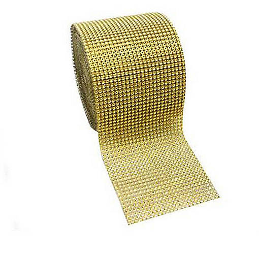 4.5" x 10 yards 24 Rows Gold Diamond Mesh Wrap