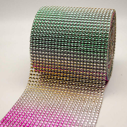 4.5" x 10 yards 24 Rows Multi Colored Diamond Mesh Wrap