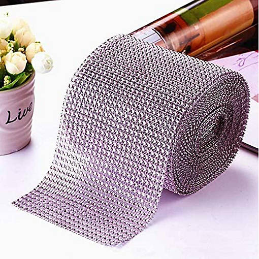 4.5" x 10 yards 24 Rows Pink Diamond Mesh Wrap