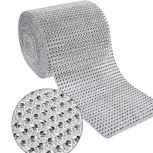 4.5" x 10 yards 24 Rows Silver Diamond Mesh Wrap