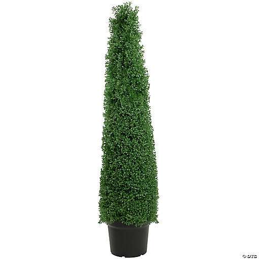 4' Artificial Boxwood Cone Topiary Tree with Pot  Unlit