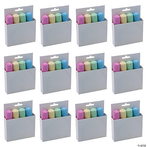 4" Bulk 12 Boxes Jumbo Solid Color Sidewalk Chalk - 4 Colors Per Box