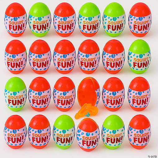 4" Mini Neon Squirt Gun-Filled Plastic Easter Eggs - 24 Pc.
