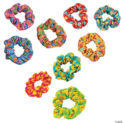 4" Multicolor Polyester Scrunchie Assortment Kit - 36 Pc.