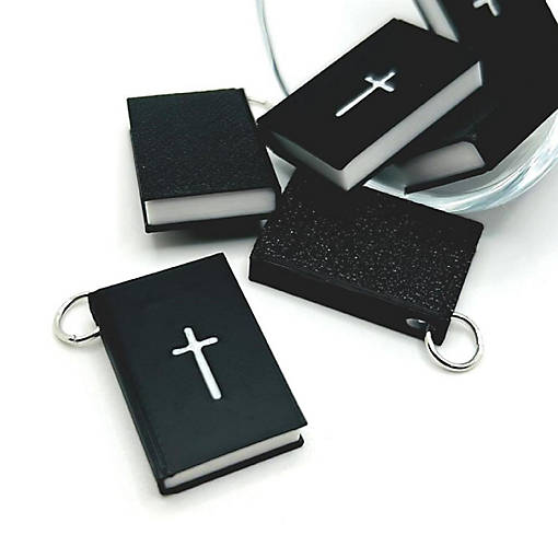 4 Pcs 3D Black Bible Book Charms