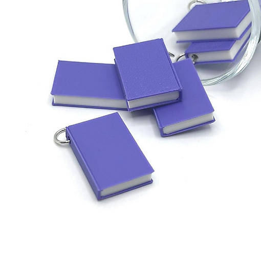 4 Pcs 3D Purple Book Charms
