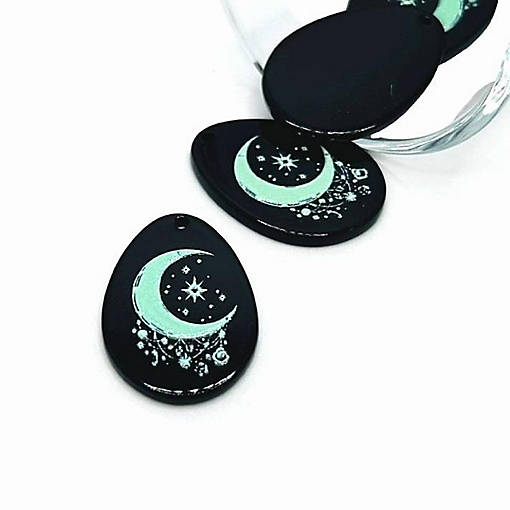 4 Pcs Black and Blue Moon Pendants