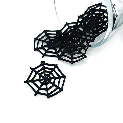 4 Pcs Black Spider Web Charms