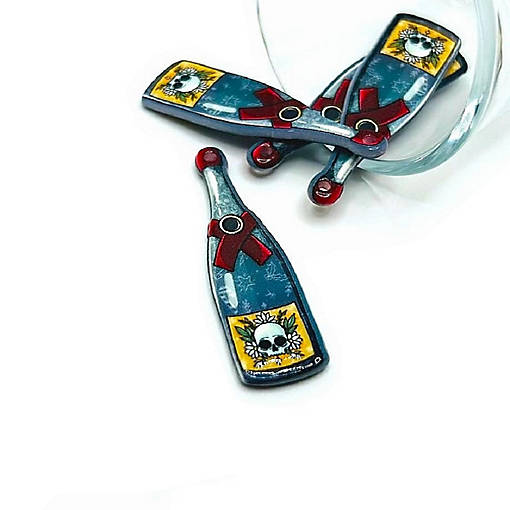 4 Pcs Christmas Champagne Bottle Charms