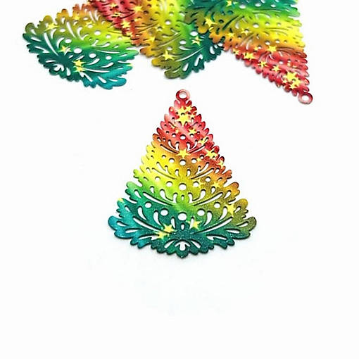 4 Pcs Filigree Christmas Tree Charm