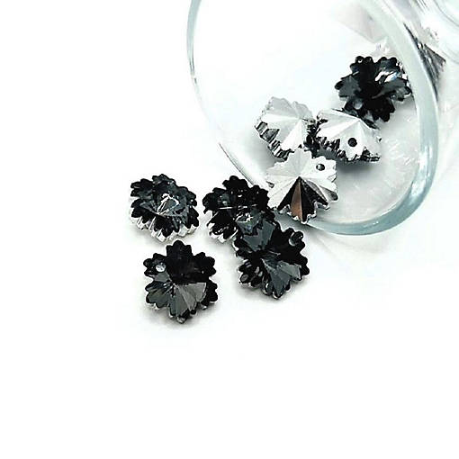 4 Pcs Gray Glass Snowflake Charms