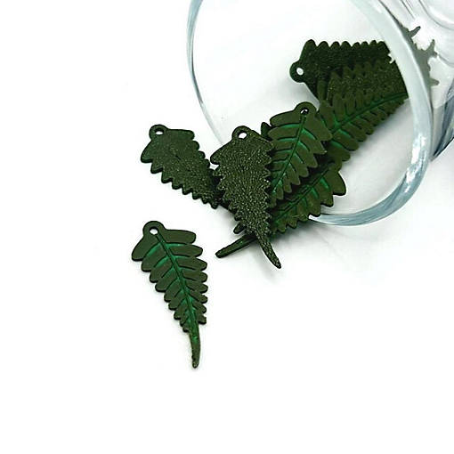 4 Pcs Green Fern Leaf Charms