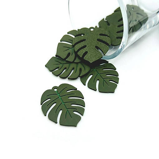 4 Pcs Green Monstera Leaf Charms