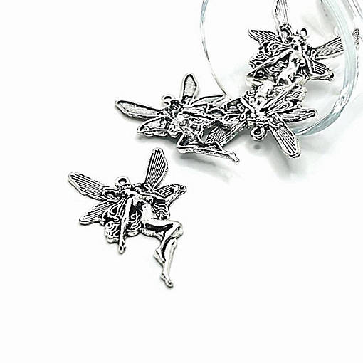 4 Pcs Large Silver Fairy Pendants