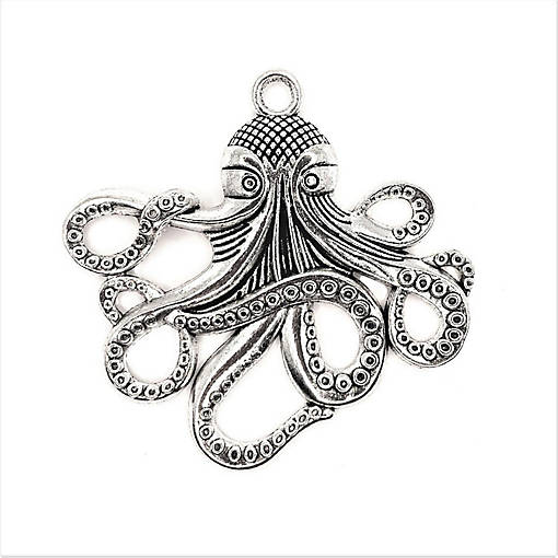 4 Pcs Large Silver Octopus Pendants