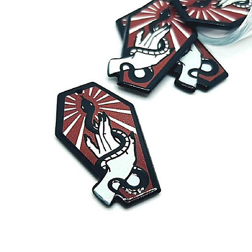 4 Pcs Red Coffin with Snake Charms
