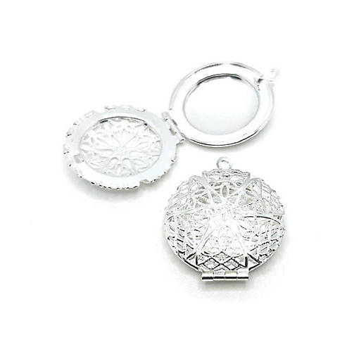 4 Pcs Silver Filigree Diffuser Lockets