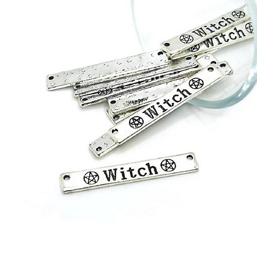 4 Pcs Silver Witch Bar Connectors