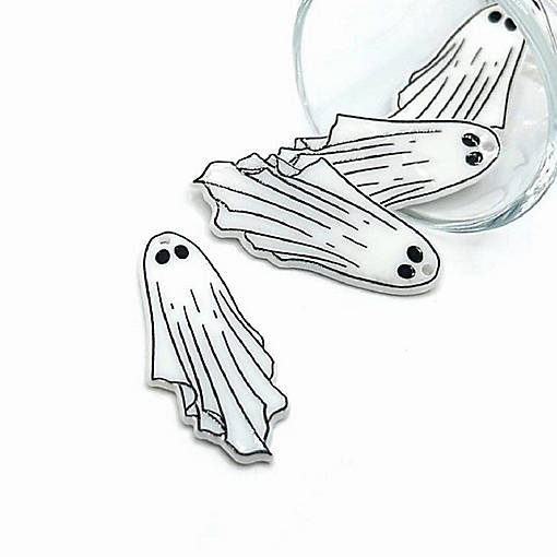 4 Pcs White Goth Ghost Halloween Charms