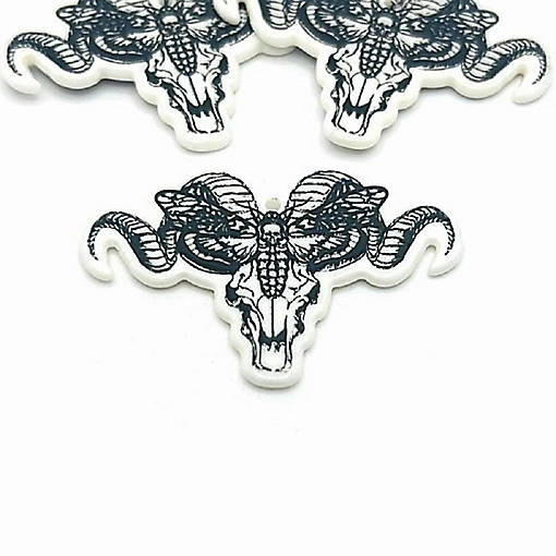 4 Pcs White Ram Skull Charms