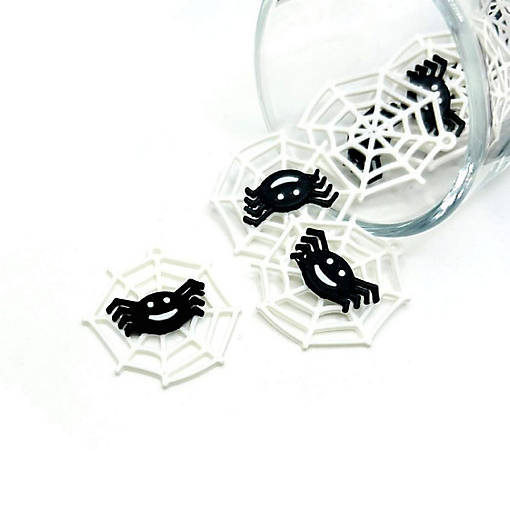 4 Pcs White Web Charms with Spider