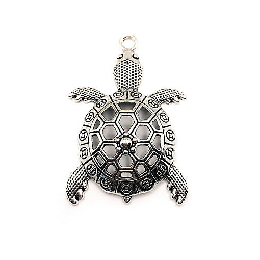 4 Pieces Large Silver Turtle Pendants