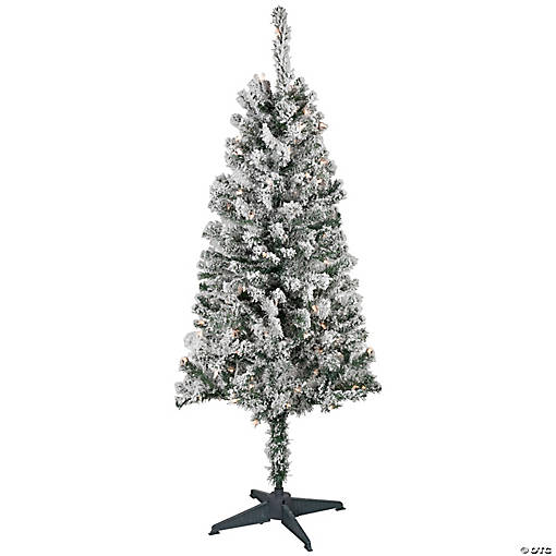 4' Pre-Lit Flocked Pine Artificial Christmas Tree  Clear Lights