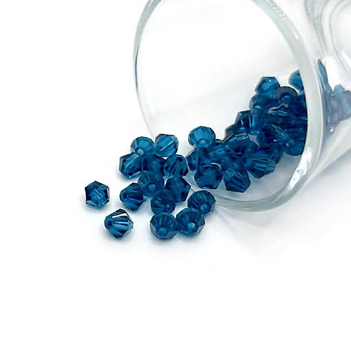 4 Strands 6x6mm Blue Bicone Beads