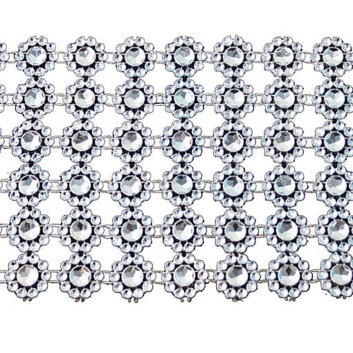 4" x 10 yards 30FT Silver Flower Mesh Wrap