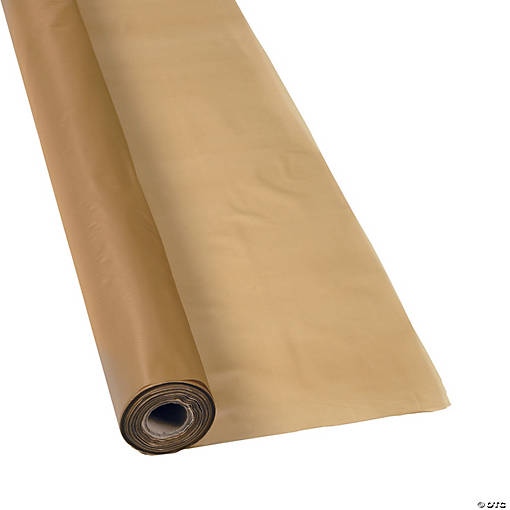 40" x 100 ft. Gold Solid Color Disposable Plastic Tablecloth Roll