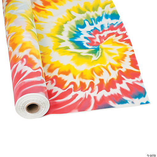 40" x 100 ft. Tie-Dye Pattern Disposable Plastic Tablecloth Roll
