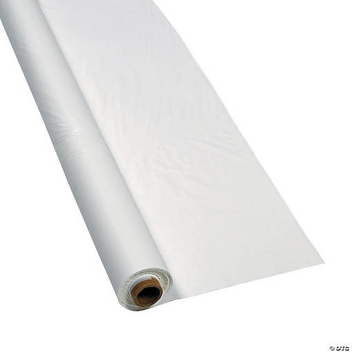 40" x 100 ft. White Disposable Plastic Tablecloth Roll