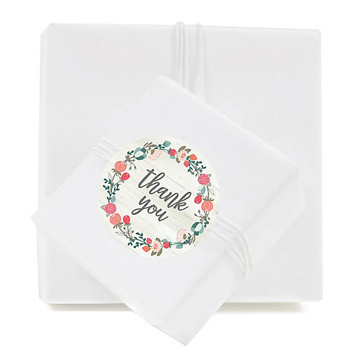 40PC Coral Peach Wreath/Script Thank You
