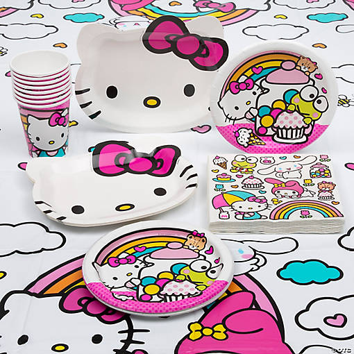 41 Pc. Hello Kitty-Shaped Disposable Tableware Kit for 8 Guests