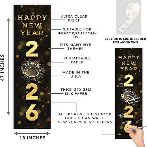 47x13 Vertical Clock Hanging Banner