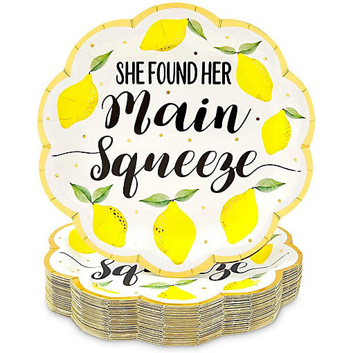 48-Pack Lemon Party Plates, She Found Her Main Squeeze, 9 in