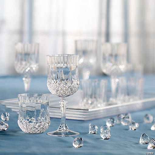 48 Pc. Clear Plastic Patterned Wine Glass Kit for 24