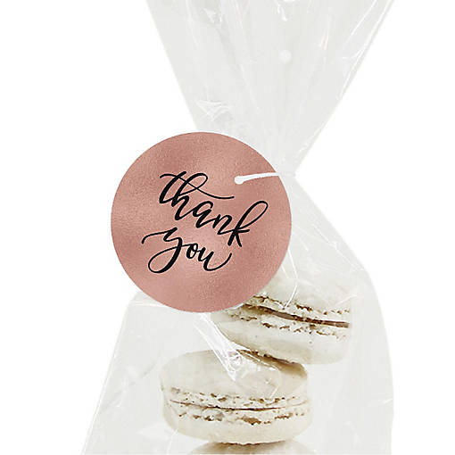 48 Thank You Tags Coco Script Rose Gold