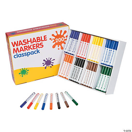 5 1/2" Bulk 200 Pc. Vibrant Washable Marker Classpack - 8 Colors Per Pack