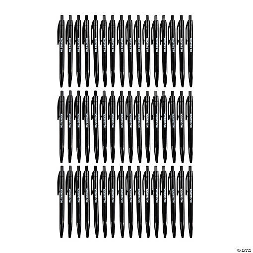 5 1/2" Bulk 48 Pc. Personalized Black Retractable Plastic Pens