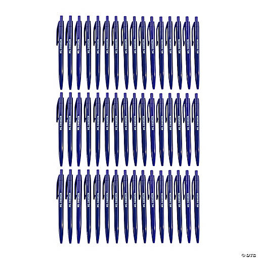 5 1/2" Bulk 48 Pc. Personalized Blue Retractable Plastic Ink Pens