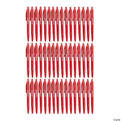 5 1/2" Bulk 48 Pc. Personalized Red Retractable Plastic Pens