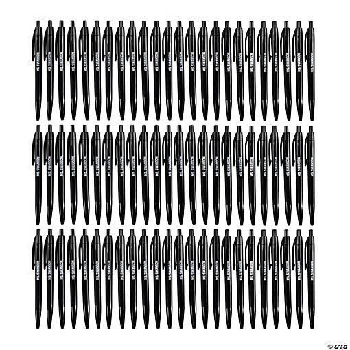 5 1/2" Bulk 72 Pc. Personalized Black Retractable Plastic Pens